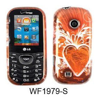For LG Cosmos 2 VN251 Case Cover   Pink Heart on Red WF1979 S Cell Phones & Accessories