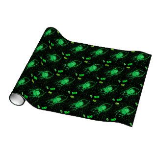 Neon Green Spider BOO Halloween Holiday Gift Wrap