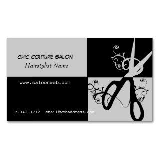 Chic Couture Appointment Scissors Swirls Business Card Templates