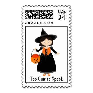 Little Witch and her Jack o’ lantern Halloween Pos Stamps