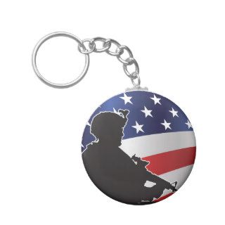 United States, Patriot, Flag and Military Keychain