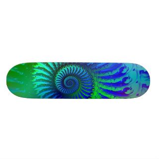Skateboard   Psychedelic Fractal blue terquoise