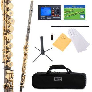 Cecilio FE 282BNG 2Series Intermediate Open/Closed Hole C Flute in Black Nickel Plated Body & gold tone finish Keys Musical Instruments