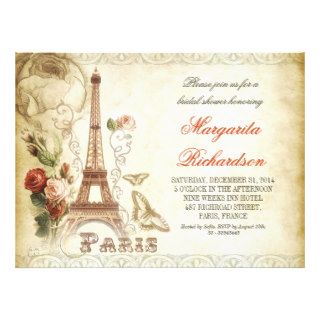 vintage PARIS shabby bridal shower invitations
