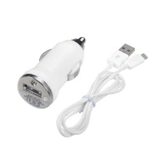 Samsung Galaxy Note N7000 White 3ft microUSB 2 n 1 1000mAh Car Charger with USB Port Cell Phones & Accessories