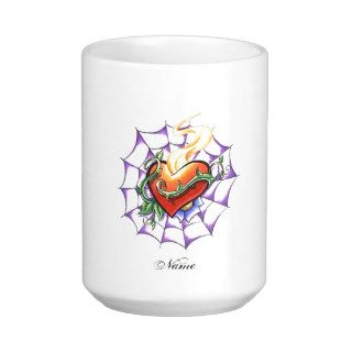 Cool Heart Thorn and Spider Web tattoo Coffee Mugs