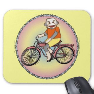 Pedal Bike Sock Monkey Mousepads