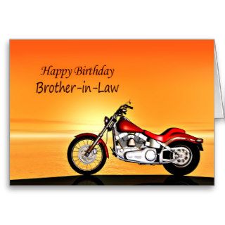 For Brother in law, Motorcycle sunset birthday Cards