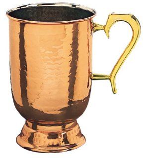 Old Dutch Solid Hammered Tankard with Brass Handle, 5 1/2 Inch, Copper Beer Mugs Kitchen & Dining