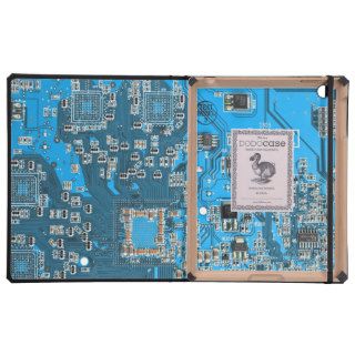 Computer Geek Circuit Board   blue iPad Folio Case