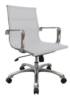 Medium Back Mesh Chair White  Desk Chairs 