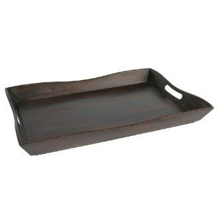 Modern Solid Mango Wood Espresso Large Serving Tray Kitchen & Dining
