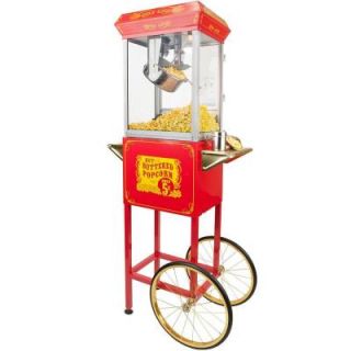 Funtime 4 oz. Hot Oil Popcorn Popper Machine with Cart (Red and Gold) FT454CR