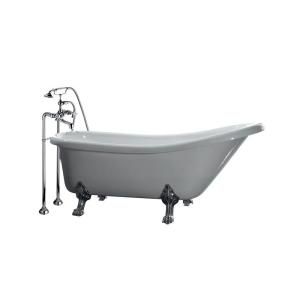 Ove Decors 5.5 ft. Acrylic Claw Foot Slipper Tub in White Clawfoot 66 with faucet