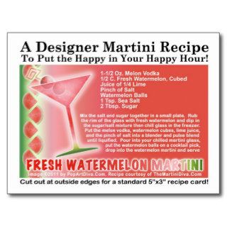 Fresh Watermelon Martini Recipe Postcard