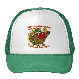 Funny Holiday Drunk Turkey Heart Hat