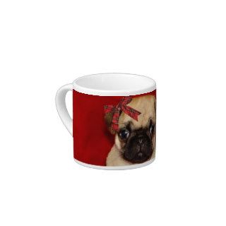 Christmas pug puppies espresso cup