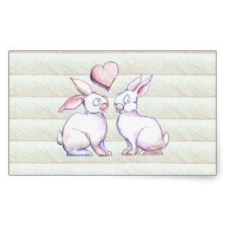 Easter Bunny Love White Rabbits Rectangle Stickers