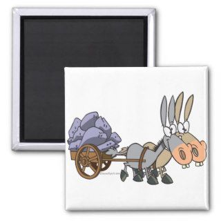 teamwork donkeys mules cartoon refrigerator magnet