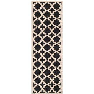Safavieh CY6913 266 Courtyard Collection Indoor/Outdoor Area Runner, 2 Feet 3 Inch by 7 Feet 6 Inch, Black and Beige  