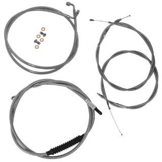 LA Choppers Stainless Braided Handlebar Cable and Brake Line Kit for 10 12 FXDWG 12 FLD w/o ABS (For use with 15 17 Ape Hangers) (ZZ 0610 0649) Automotive