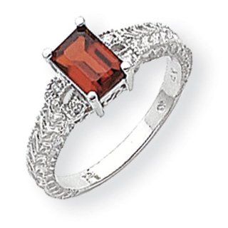 14k White Gold 7x5mm Emerald Garnet & G H SI2 Diamond Gemstone Ring 1.344ct Jewelry