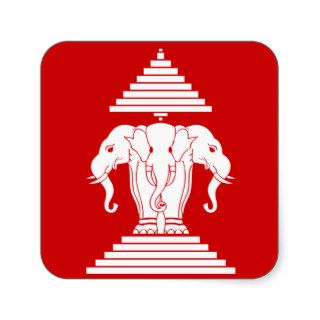 Erawan Three Headed Elephant Lao / Laos Flag Square Sticker