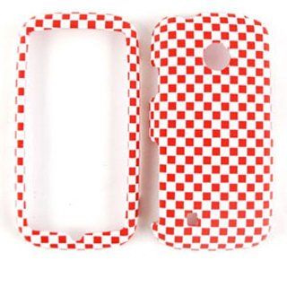 For Lg Cosmos Touch Un 270 Red White Checkers Embossed Case Accessories Cell Phones & Accessories