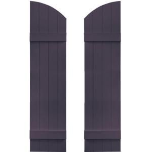Builders Edge 14 in. x 53 in. Board N Batten Shutters Pair, Four Boards Joined with Arch Top #285 Plum 090140053285