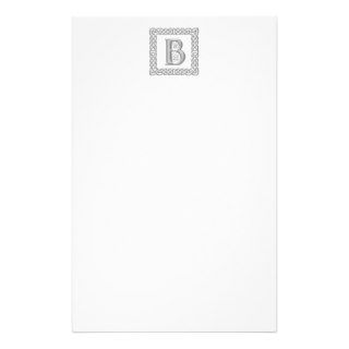 Celtic Monogram Letter B in Silver Embossed Effect Personalized Stationery