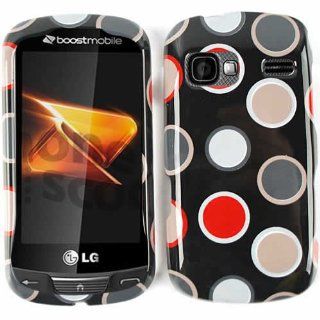 LG Rumor Reflex LN272 LN 272 Black with Red Gray White Polka Dots Design Snap On Hard Protective Cover Case Cell Phone (Free by ellie e. Wristband) Cell Phones & Accessories