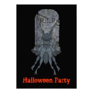 Scary Goblin Tombstone Cute Halloween Party Invita Invitations