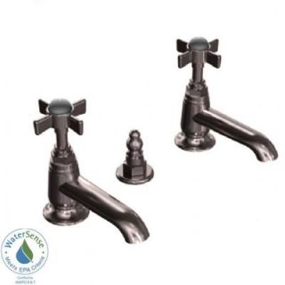 JADO Savina Pillar Taps 8 in. Widespread 2 Handle Low Arc Bathroom Faucet in Old Bronze with Cross Handles 845.103.105