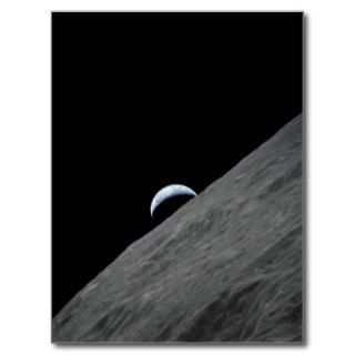 Earth Crescent Rising above Moon's Surface Post Cards