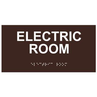 ADA Electric Room Braille Sign RSME 301 WHTonDKBN Wayfinding  Business And Store Signs 