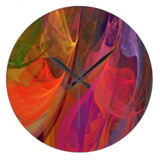 Rainbow Blossom Fractal Wall Clocks