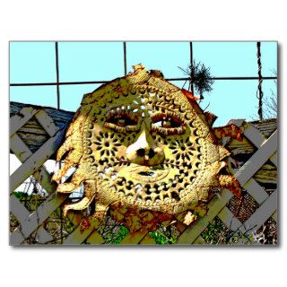 Metal Face Art On Fence near Dale, TX Postcard