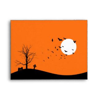 A2 Graveyard Tree and Bats Halloween Envelopes