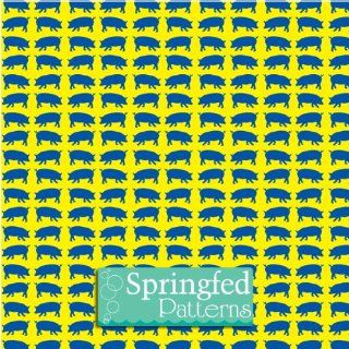 Pig Silhouette Pattern Yellow & Royal 3 Sheets 6x6 for Vinyl Cutters & Crafts 
