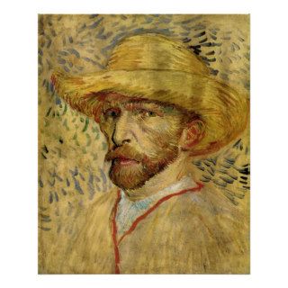 Van Gogh; Self Portrait with Straw Hat Poster