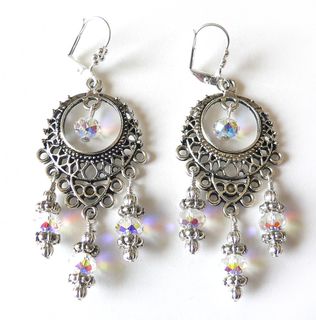 Silvertone Crystal 'Annabella' Chandelier Earrings Earrings