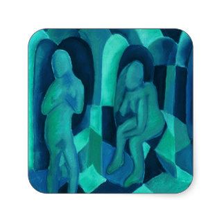 Reflections in Blue I   Abstract Aqua Cyan Angels Sticker
