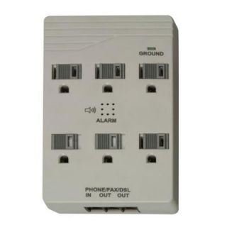 Woods Home Office 6 Outlet 1000 Joule Surge Protector with Alarm and Sliding Safety Covers 0411538821