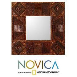 Leather 'Inca Geometry' Mirror (Peru) Novica Mirrors