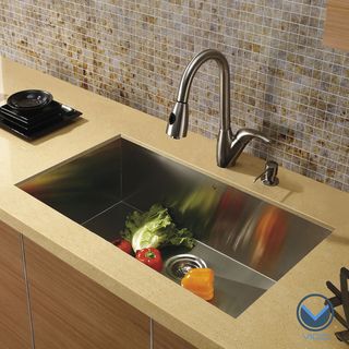 Vigo Undermount Stainless Steel Swivel Kitchen Sink Faucet/Dispenser Vigo Kitchen Sinks