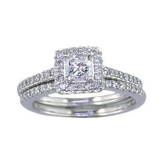 3/4 CT Diamond Wedding Set 14K White Gold In Size 7 (Available In Sizes 5   10) FineDiamonds9 Jewelry