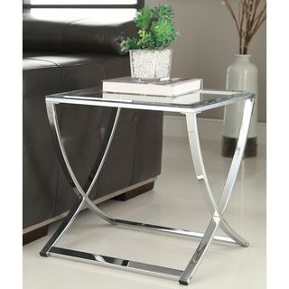 Contemporary Chrome Finish Glass Side End Table Coffee, Sofa & End Tables
