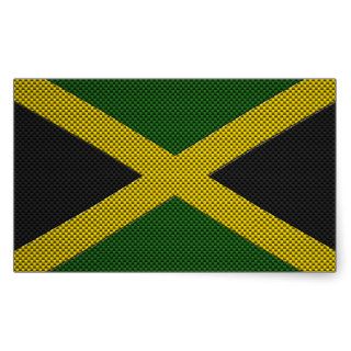 Flag of Jamaica with Carbon Fiber Effect Rectangular Sticker