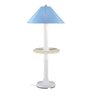 Patio Living Concepts Catalina 16 in. Outdoor White Floor Lamp with Tray Table and Sky Blue Shade 39691