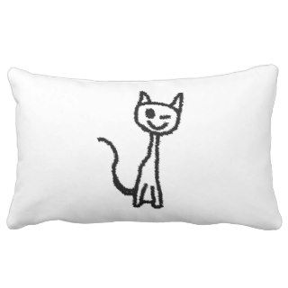 Black Cat, Winking. White background. Throw Pillow